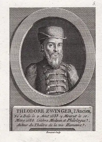 Theodore Zwinger - Theodor Zwinger der Ältere (1533 - 1588) Gelehrter Arzt Mediziner Paracelsist Schweiz Suiss
