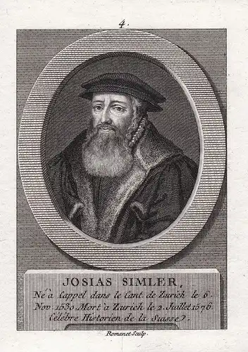 Josias Simler - Josias Simler (1530 - 1576) Theologe Landeskundler Schweiz Suisse