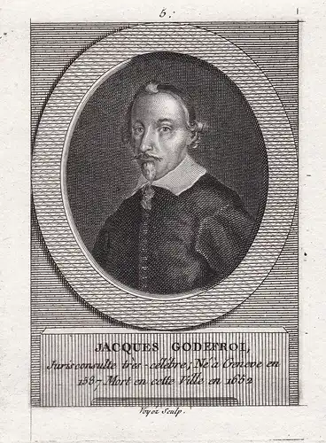 Jacques Godefroi - Jacques Godefroy (1587 - 1652) Jurist Politiker Schweiz Suisse Kupferstich Portrait