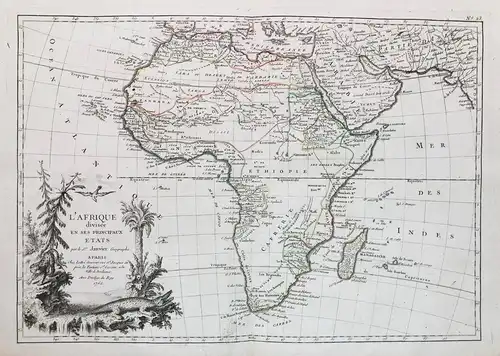 L'Afrique divisee en ses Principaux Etats. -  Africa Afrika Afrique continent Kontinent map Karte carte