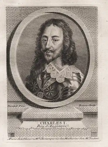 Charles I Roy d'Angleterre - Karl I. (1600-1649) König England Schottland Irland Portrait gravure
