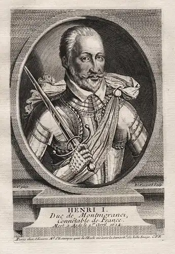 Henri I - Henri I de Montmorency (1534-1614) Marshal marechal Constable France gravure Portrait