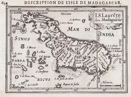 I. S. Laurety sive Madagascar - Madagascar island Insel ile map Karte carte