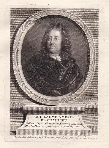 Guillaume Amfrie de Chaulieu - Guillaume Amfrye de Chaulieu (1639-1720) poet poete Fontenay Normandie Portrait