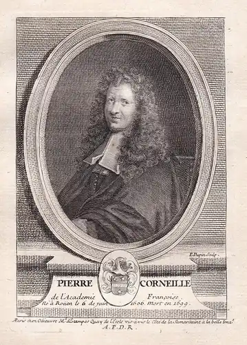 Pierre Corneille - Pierre Corneille (1606-1684) tragedian dramatist author poet dramaturge poete gravure Kupfe