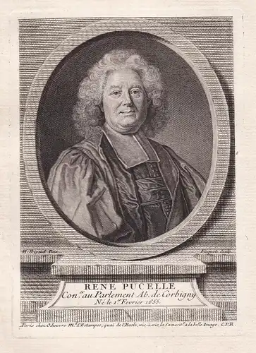Rene Pucelle - Rene Pucelle (1655-1745) Magistrat Abt von Corbigny Frankreich Kupferstich Portrait engraving