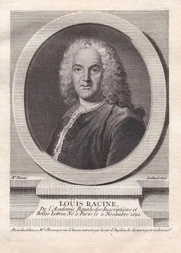 Louis Racine - Louis Racine (1692-1763) poet poete Paris gravure Kupferstich Portrait engraving