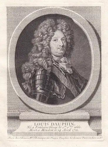 Louis Dauphin - Louis de Bourbon, dauphin de Viennois (1661-1711) soldier Feldherr Frankreich Portrait engravi