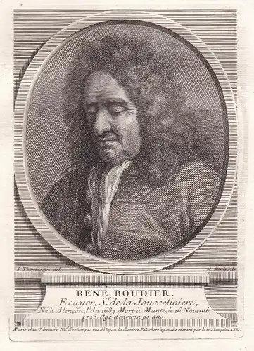 Rene Boudier - Rene Boudier (1634-1723) poet translator poete traducteur historien Portrait gravure