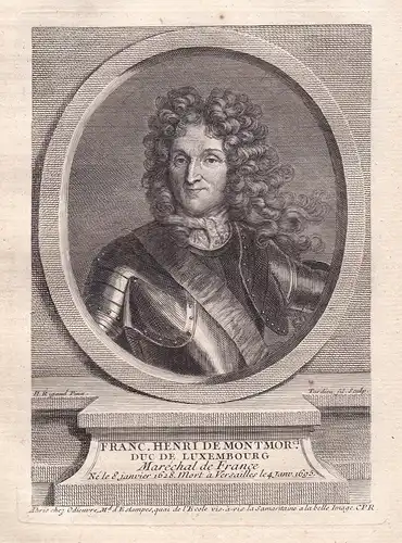 Franc. Henri de Montmorci - Francois Henri de Montmorency-Bouteville (1628-1695) Herzog Luxemburg-Piney Kupfer