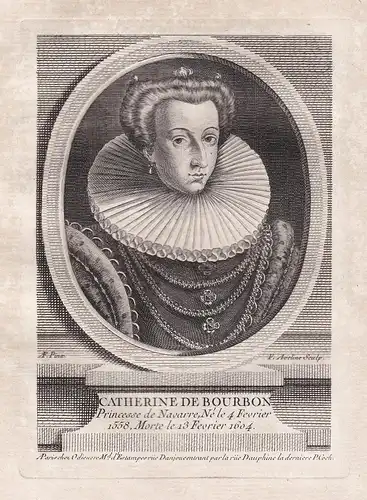 Catherine de Bourbon - Catherine de Bourbon (1559-1604)  Henri II Heinrich Lothringen Bar Kupferstich Portrait