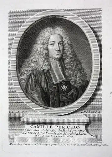 Camille Perichon - Camille Perichon (1679-1768) Ritter chevalier conseiller Paris French Lyon Portrait gravure