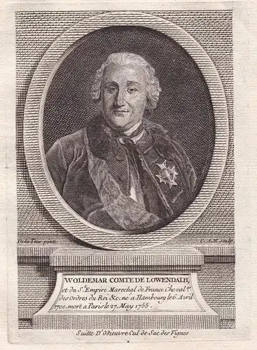 Woldemar Comte de Lowendalh - Ulrich von Löwendal (1700-1755) Feldherr Hamburg Paris officer soldier Portrait