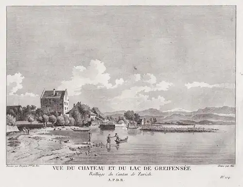 Vue du Chateau et du Lac de Greifensée - Schloss Greifensee Kanton Zürich Schweiz Suisse Switzerland gravure