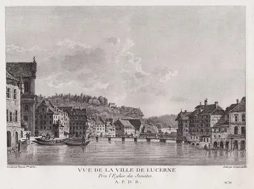 Vue de la ville de Lucerne - Luzern Lucerne Gesamtansicht gravure / Schweiz Suisse