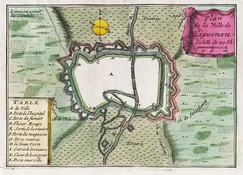 Plan de la Ville de Haguenau - Haguenau Alsace Elsass Grand-Est carte map Karte gravure