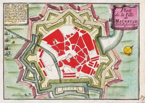 Plan de la Ville de Maubeuge - Maubeuge Hauts-de-France carte map Karte gravure