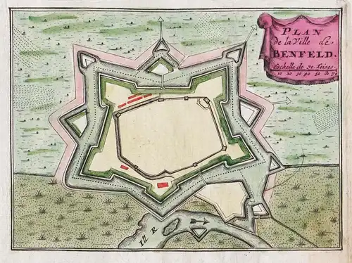 Plan de la Ville de Benfeld - Benfeld Erstein Bas-Rhin Alsace Elsass carte map Karte gravure