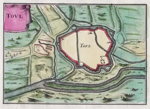 Tovl - Toul Meurthe-et-Moselle gravure carte map Karte
