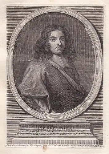 Pierre Bayle - Pierre Bayle (1647-1706) philosopher writer author philosophe ecrivain gravure Kupferstich Port