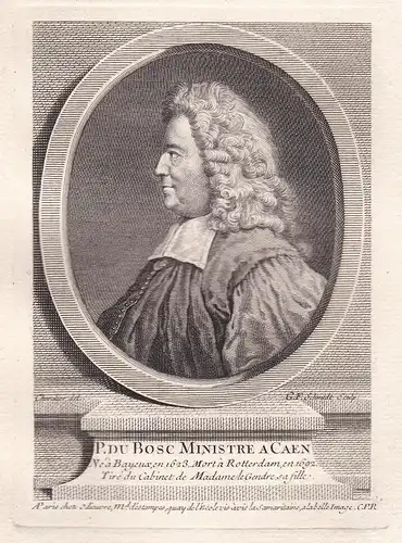 P. du Bosc Ministre a Caen - Pierre Du Bosc (1623-1692) predicateur Caen Bayeux Rotterdam Portrait