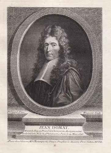 Jean Domat - Jean Domat (1625-1696) Jurist avocat Anwalt lawyer gravure Portrait