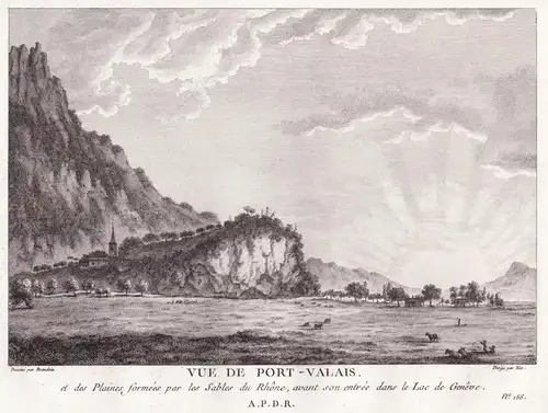 Vue de Port-Valais.et des Plaines formees par les Sables du Rhone, avant son entree dans le Lac de Geneve - Po