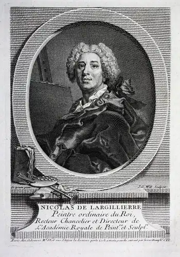 Nicolas de Largillierre - Nicolas de Largilliere (1656-1746) painter peintre Maler Paris Portrait gravure