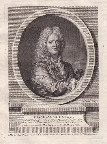 Nicolas Coustou - Nicolas Coustou (1658-1733) Lyon, Paris sculpteur sculptor Bildhauer Portrait gravure