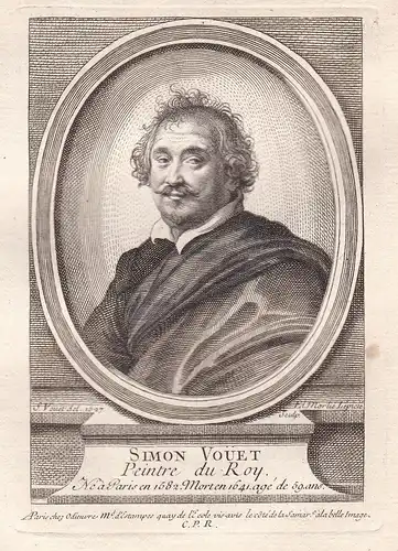 Simon Vouet - Simon Vouet (1590-1649) Maler painter peintre Portrait gravure