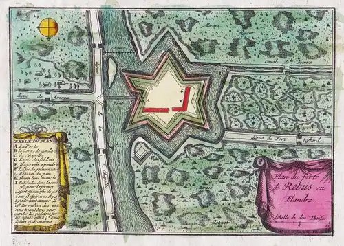 Plan du fort de Rebus en Flandre. - Rebus Vieille-Eglise Pas-de-Calais gravure carte map Karte