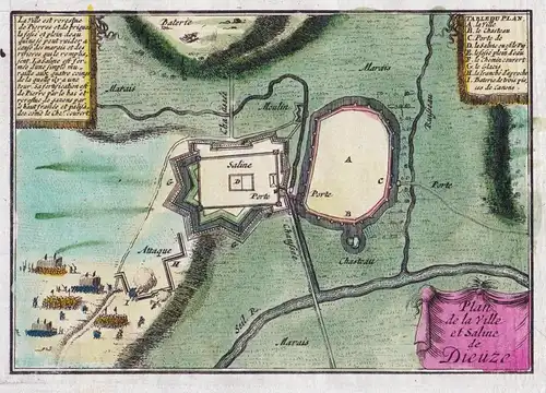 Plan de la Ville et Saline de Dieuze - Dieuze Moselle Grand Est gravure carte map Karte