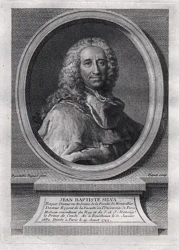 Jean Baptiste Silva - Jean Baptiste Silva (1682-1742) Arzt physician personal doctor King Louis XV gravure Por