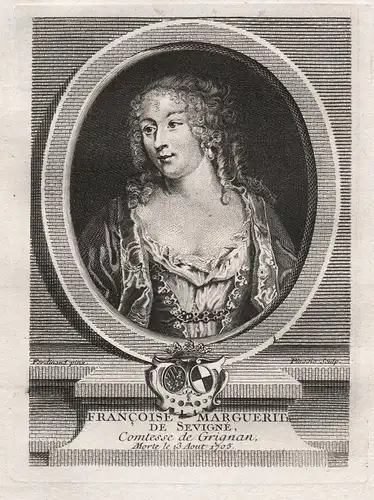 Francoise Marguerite de Sevigne - Françoise-Marguerite de Sévigné, comtesse de Grignan (1646-1705) gravure Por