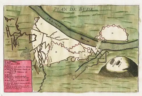 Plan de Bude. - Budapest Donau Danube Ungarn Hungary gravure map Karte