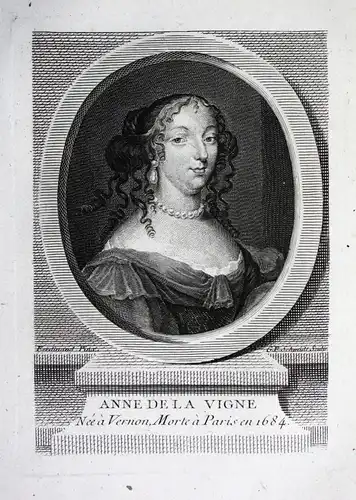 Anne de la Vigne - Anne de La Vigne (1634-1684) poet philosopher follower of Rene Descartes France gravure Por