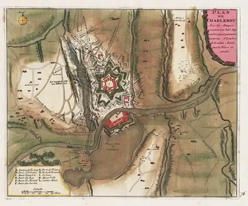 Plan de Charleroy - Charleroi Hainaut Region Wallonne Belgium Belgien Belgique map Karte carte gravure