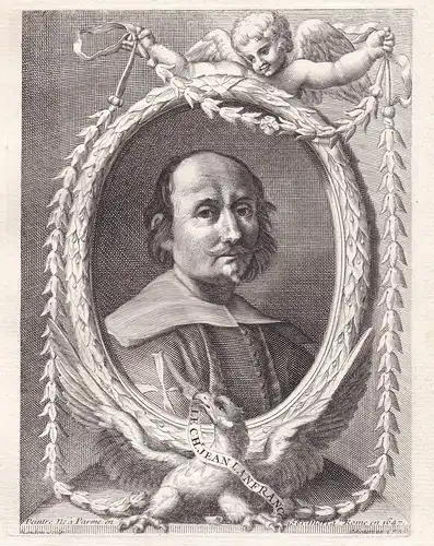 Le Ch. Jean Lanfranco - Giovanni Lanfranco (1582-1647) pittore painter Maler Portrait engraving