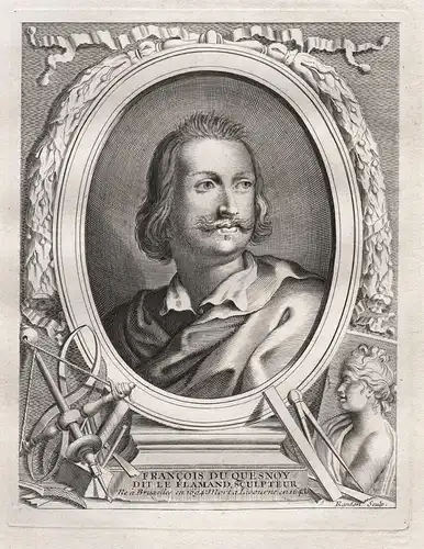 Francois du Quesnoy - Francois Duquesnoy (1597-1643) Bildhauer sculpteur sculptor Portrait gravure engraving