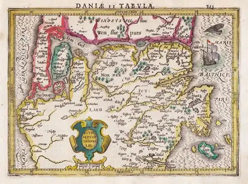 Daniae II. Tabula / Iutia Septentrionalis - Jutland Danmark Dänemark Denmark map Karte