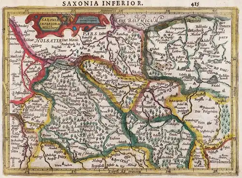 Saxonia Inferior et Mekleburg - Niedersachsen Mecklenburg Hamburg map Karte