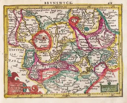 Brunswyck / Braunswik et Meydburg cum confiniis - Braunschweig Magdeburg map Karte