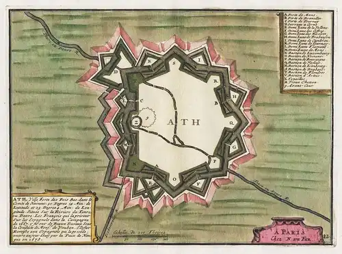 Ath. - Ath Region Wallonne Belgique Belgium Belgien gravure map Karte carte