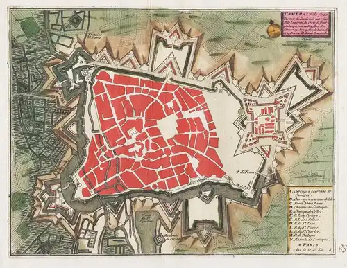 Cambrai. - Cambrai Kamerijk Hauts-de-France gravure map Karte carte