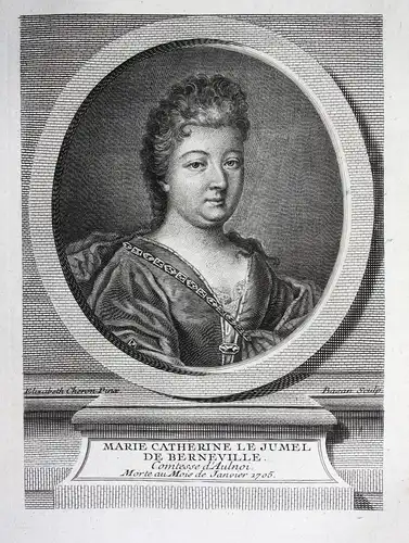 Marie Catherine le Jumel de Berneville - Marie-Catherine dAulnoy novelist writer gravure Kupferstich Portrait