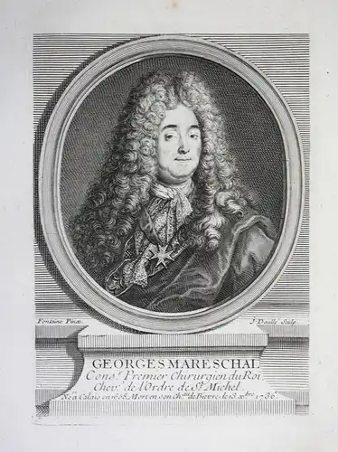 Mareschal Georges. - Georges Mareschal (1658-1736) French surgeon Chirurg Paris Hopital de la Charite Portrait