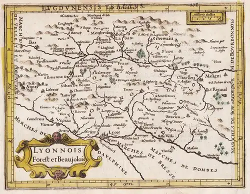 Lugdunensis Tractus / Lyonnois Forest et Beaujolois - Lyon Bourbonnais Bourg-en-Bresse map Karte carte