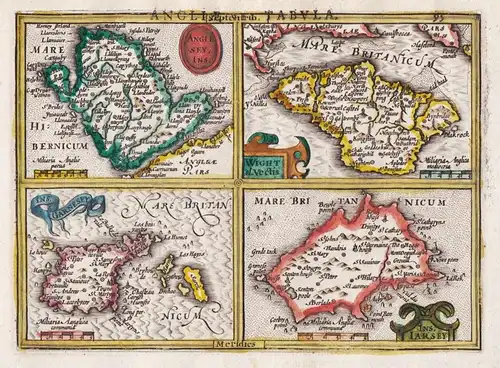 Angliae septentrib. Tabula / Anglesey, Ins. Wight ol. Vectis. Ins. Garnesey. Ins. Iarsey - Anglesey Guernsey I