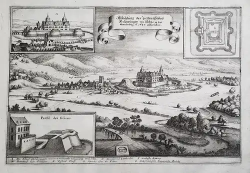 Abbildung des Vesten Schloß Helderungen wie solches in der demolirung A. 1645 ausgesehen - Heldrungen Festung