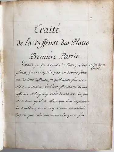 Traité de la Deffence des Places Par Feu le Marechal de Vauban.